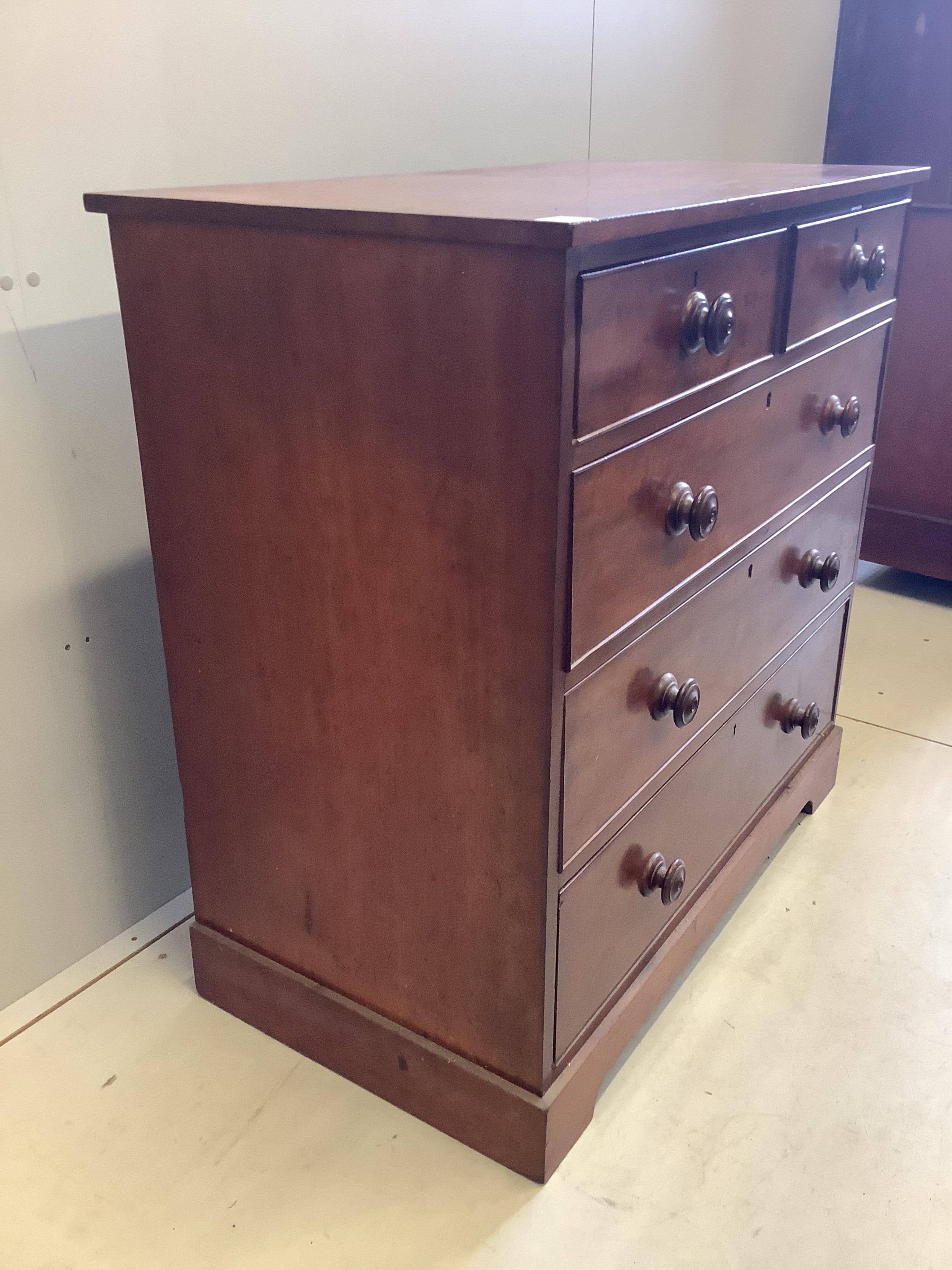 An early Victorian mahogany chest, width 99cm, depth 54cm, height 97cm. Condition - fair